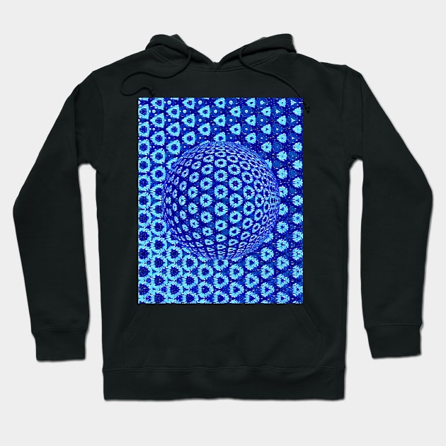 shades of light and dark blue mosaic over sphere Hoodie by mister-john